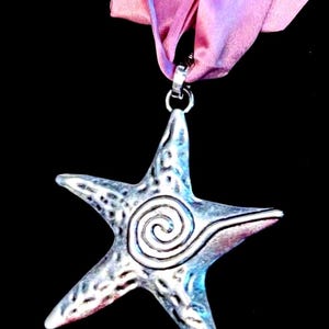 Boho Baby Pink Scarf Necklace: Silver Star Pendant