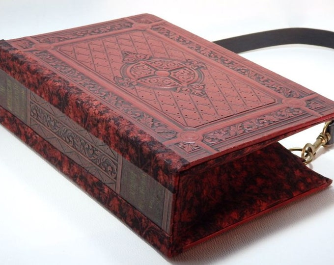Large Vintage Book Purse With Embossed Leather Look Etsy