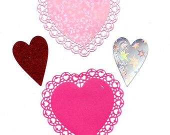 245 -lot 4 découpes coeurs pour vos cartes ou scrapbooking