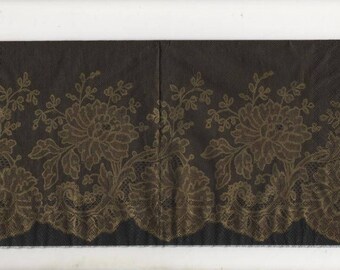 3217 - Set of 4 napkins arabesque gold on black background