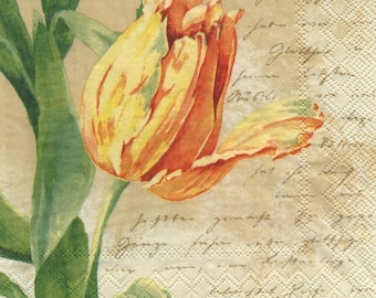 3192 - Flowers yellow tulips napkin