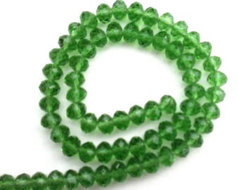 167 set of 10 green abacus 8 mm clear faceted glass beads