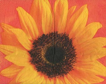 3247-  1 serviette en papier grosse fleur de tournesol