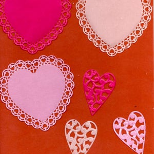 234 -Lot de 6 découpes coeur pour vos cartes ou scrapbooking