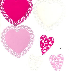 233 -Lot de 6 découpes coeur pour vos cartes ou scrapbooking