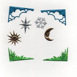 58 - 8 Découpes terre et ciel lune soleil pour vos cartes ou scrabooking
