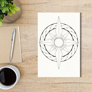 Handgezeichnete Nordkompass Malseite, Abstrakte Kunst (PDF-Muster)