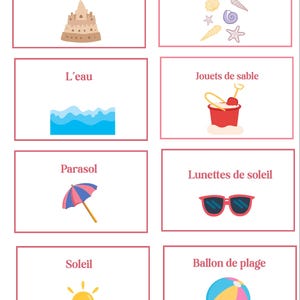 Étiquettes vocabulaires d’été