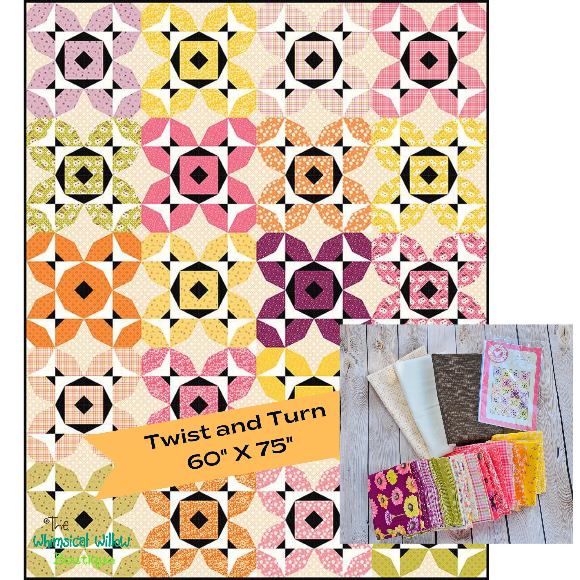 Twist and Turn Quilt Kit With Adel in Summer Fabric Line by Sandy ...