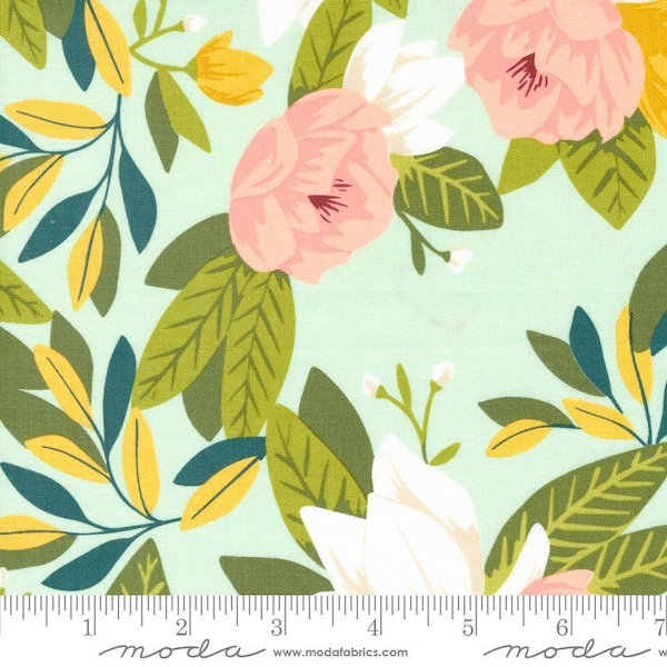 Willow Ambrose Mist By 1 Canoe 2  for Moda Fabrics, Auqa Floral Cut to size - 36060 18