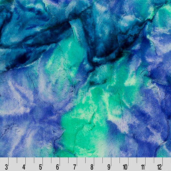 TIDAL WAVE Luxe Cuddle® Sorbet minky by Shannon Fabric - blue and green tie dye -1/2 Yd