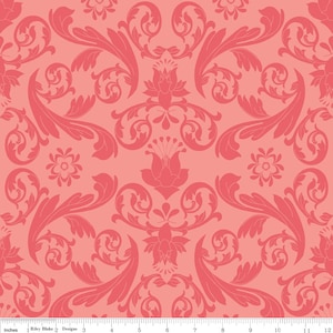 Kensington - Coral damask by  Emily Taylor Designs for Riley Blake - red c3321 - out of print - End of Bolt