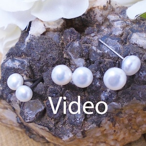 Real Freshwater Pearl Stud Earrings, Dainty 4, 5, 6, 8.5 mm Real Freshwater Pearls, Hypoallergenic Surgical Steel, Bridesmaid gift