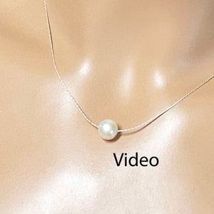 Single Freshwater Pearl Necklace/ AAAA Blemish Free Superior 8+ mm Solitaire Round White Pearl / Sterling Silver/Wedding Bridesmaid Gift