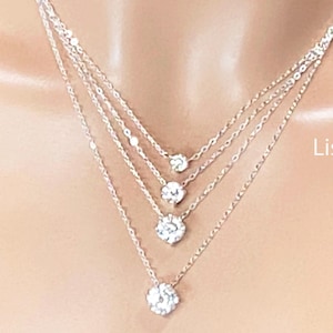 D Grade Moissanite Necklace/D Grade Forever Brilliant/Flawless Colorless White .40to2 Ct 4 to 8 mm Moissanite/Sterling Silver or Gold Filled