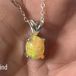 Orange Body Ethiopian Fire Opal Necklace/Rose or Yellow Gold Filled, Sterling Silver/ 1.35 Ct Extreme Fire 9.12x7.35mm Ethiopian Fire Opal