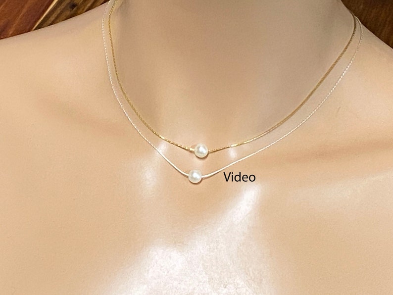 Solitaire Natural Freshwater Pearl is 4 to 6 mm diameter.  High quality AAA+ Pearl with thick pearl Nacre, high pearl luster, smooth surface, and even color.  One   mm Pearl on a fine beading chain with choice of Sterling Silver or 14K Gold Filled.