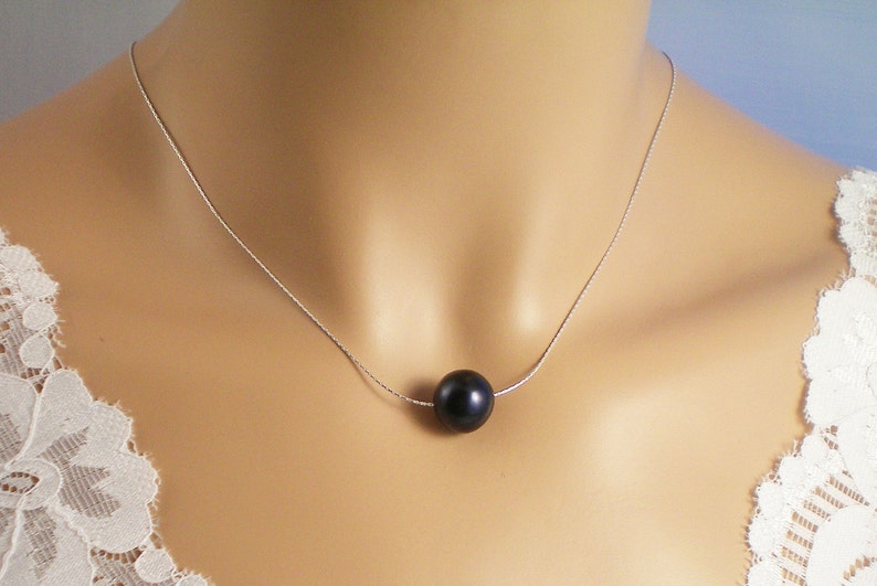 Large Black Pearl Necklace Large AAA 9 Mm Black Solitaire Etsy