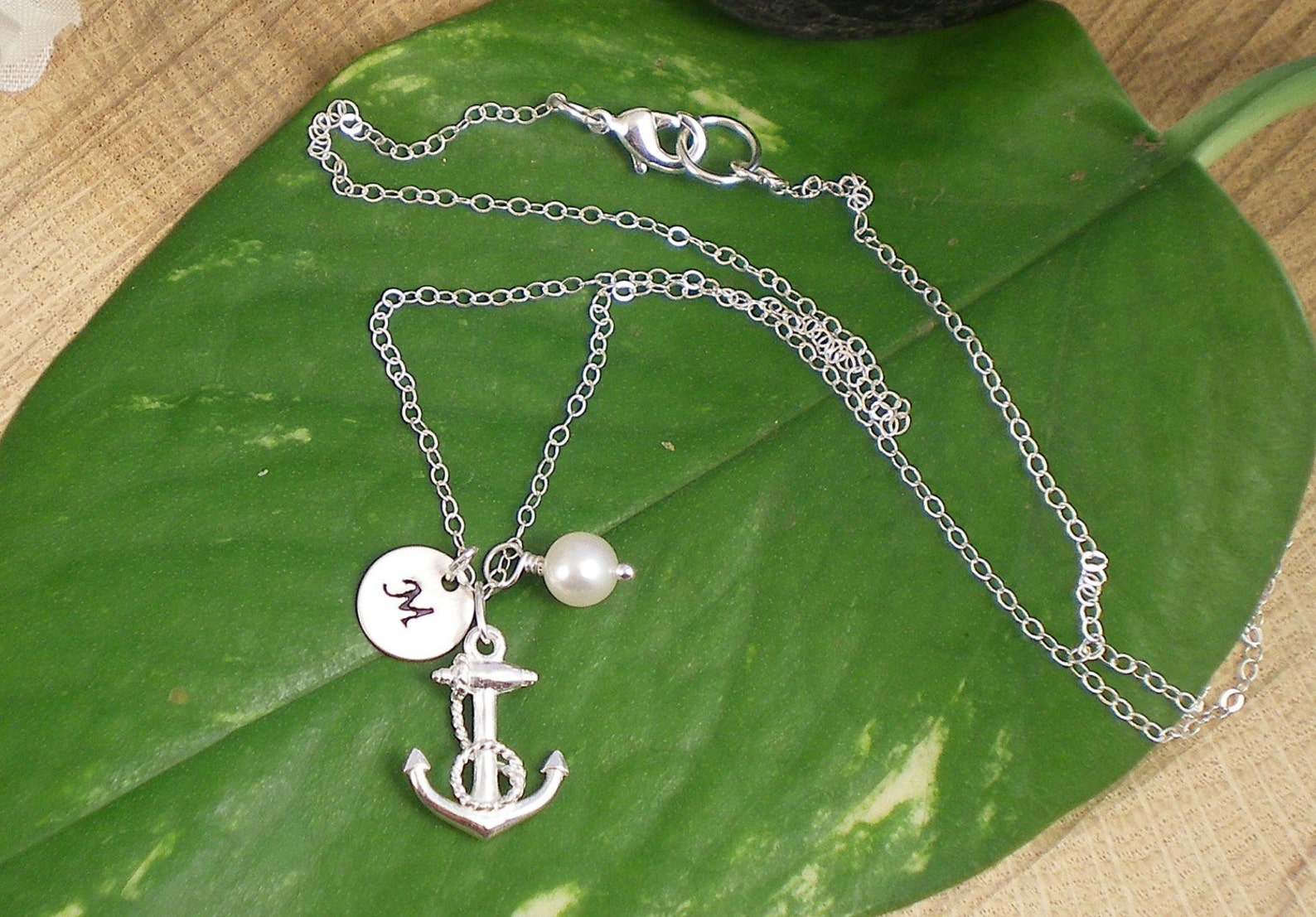 Sterling Silver Anchor Personalized Anchor Birthstone Etsy