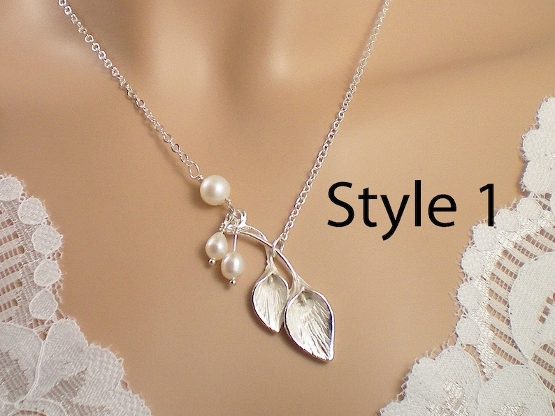 Freshwater Pearls and Calla Lilies Necklace / Earrings / Set / Etsy