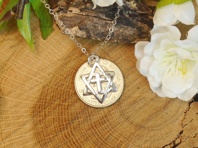 Star of David with Cross Necklace all Solid Sterling Sillver