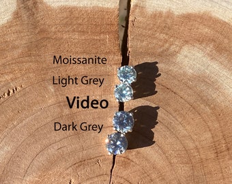 Dunkelgrau Moissanite Diamant Ohrstecker, 80 bis 3,30 Ct 4 mm bis 8 mm Sterling, klar hell oder dunkelgrau