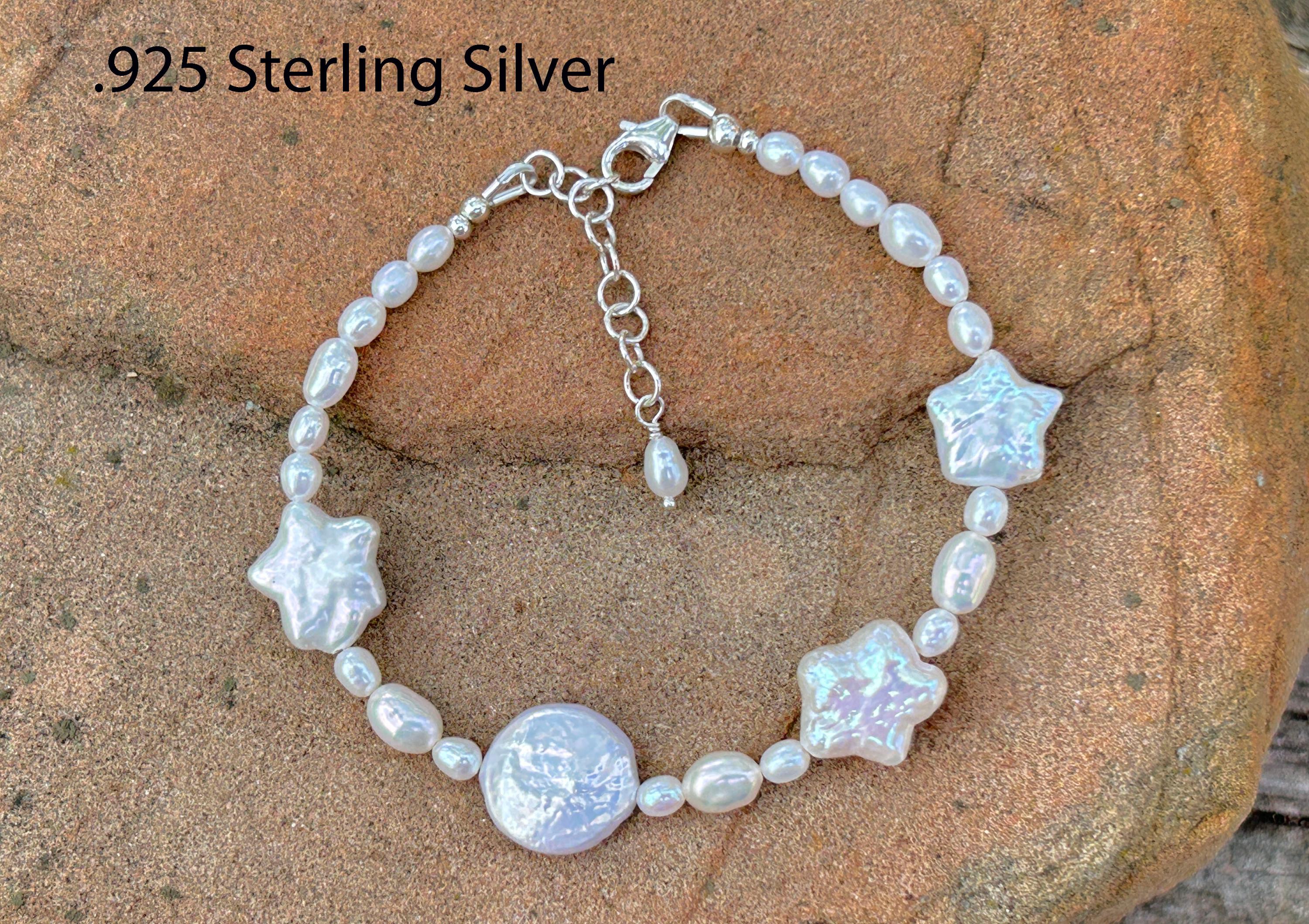 Star Pearl Natural Freshwater Pearl Bracelet / 11 - 12 mm Star Pearl / Sterling Silver / Yellow or Rose Gold FilledCoin & Rice Pearls