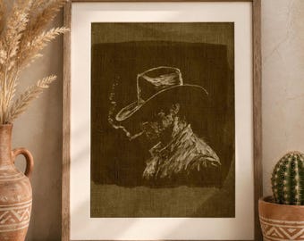 Vintage Cowboy Sketch Print