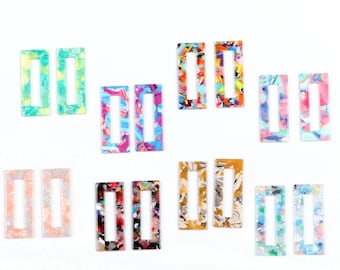 Tortoise Shell Beads ,Acetate Acrylic Earring Charms,Big Rectangle Shaped Pendants,Acrylic Cut Out Black Earrings Charm Tag, HPP-ACE110 HPP