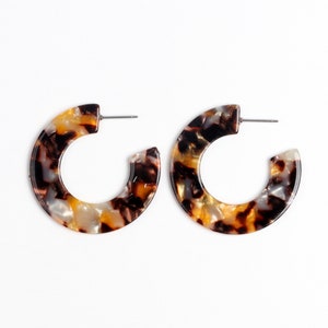 Tortoise Shell Stud Earring,Acetate Acrylic Earring Stud Post Earring C Shaped,Geometric Hoop Earring,Crescent Earring,40mm A263-ACE5031M EA