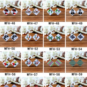 50% off 10PCS All Design WFH Diamond Shape Handmade Photo Wood Cut Cabochon HPP Part 1 image 1