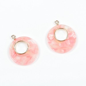 Acetate Acrylic Earring Charms,Tortoise Shell Golden Frame Circle Shaped Pendant,Necklace Supplies,Jewelery Making ACE4006AF