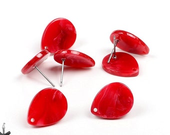 Acetate Acrylic Earring,Tortoise Shell Stud Earrings,Red Post Earring Blanks,Teardrop Shaped Earring,Earrings Charm Connector,A111-ACE5078EA