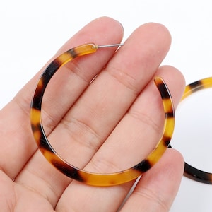 Acetate Tortoise Shell Stud Earrings Acetate Acrylic Earring Stud Post Earrings C Shaped-connector Earring findings 53.5mm  A06-ACE5015a EA
