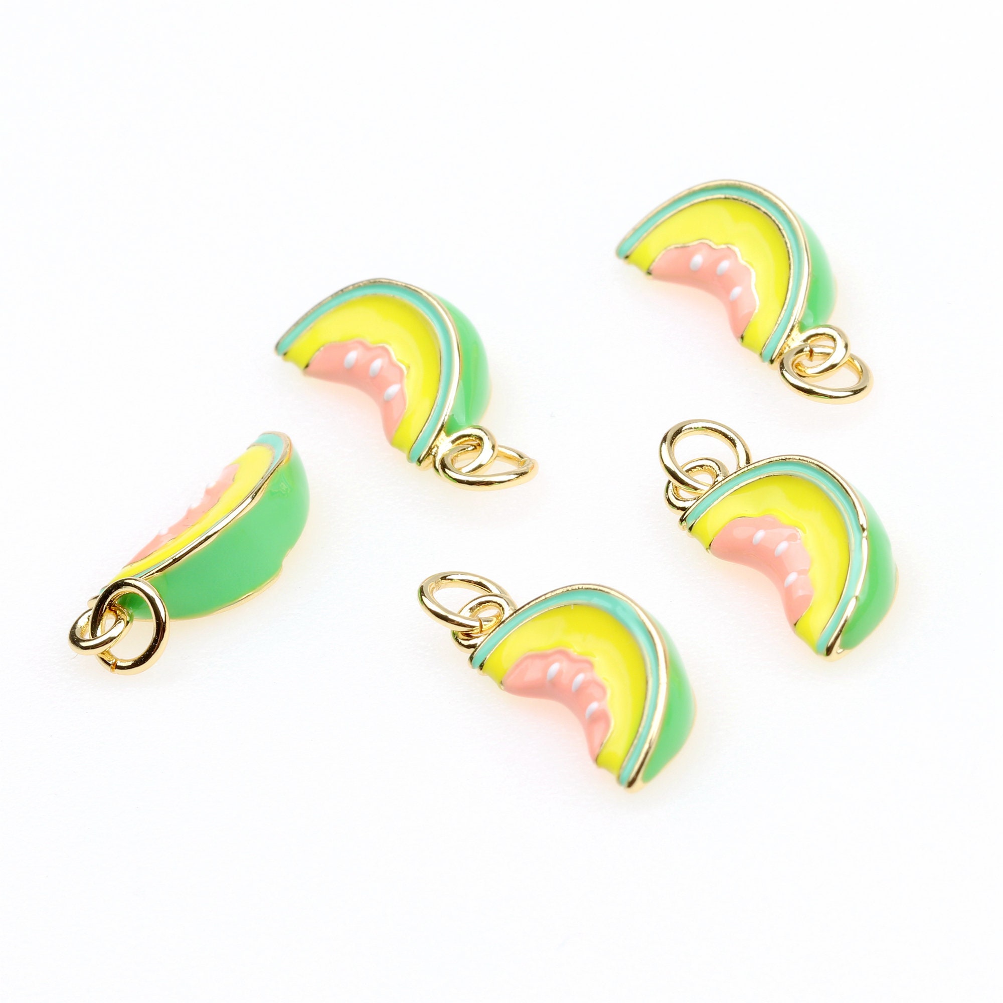 Cantaloupe Enamel Charms,fruit Enamel Pendant,18k Gold Filled Food ...