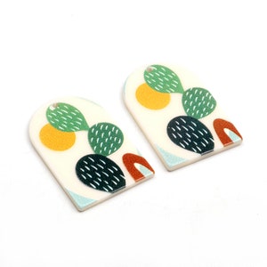 3D Printed Acrylic Beads,Acrylic Earring Charms, Domed Planet Shaped Pendant,Acrylic flower Earring Parts,Earring Blanks,25.5mmx40mm ACL-056