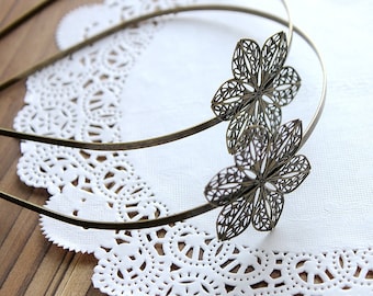 10Pcs Adjustable Antique Bronze Filigree Floral HeadBand Setting  NICKEL FREE(HBSB-4)