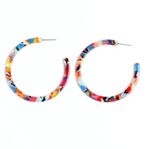 Large Tortoise Shell Earring,Acetate Acrylic Post Earring,Big C Shaped Earring.Geometric Hoop Earrings,Crescent Earring,54mm A91-ACE5015d EA