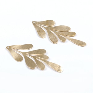Messing Blatt Charms, Roh Messing Strukturierte Blatt Ohrring Zubehör, strukturierte Anhänger, passend für DIY Halskette, Brosche, Ohrringe, Schmuckzubehör-RB1015