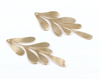 Brass Leaf Charms,Raw Brass Textured Leaf Earring Findings,Textured Pendant, Fit For DIY Necklace,Brooch,Earrings,Jewelry Supplies-RB1015