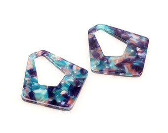 Tortoise Shell Beads,Acetate Acrylic Earring Charms,Teardrop Shaped Pendant,Big Diamond Earring Parts,Earrings Blanks 50mmx45mm A18-ACE173U