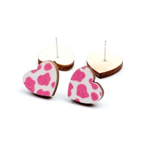 16x14.5mm Colorful Heart Earring Stud,Wood Earring Post to make Earrings,316 Surgical Stainless Steel,Jewelry Craft Supplies,EAR-334