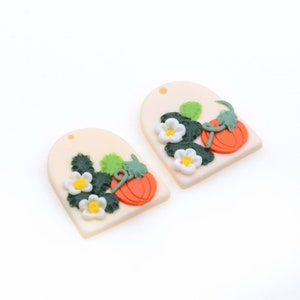 Polymer Clay Earring Findings,Flowers Necklace Jewelry Charms,D shaped pendants for jewelry making Necklace,Handmade,31X25.5mm,PC-166
