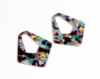 Tortoise Shell Beads,Acetate Acrylic Earring Charms,Teardrop Shaped Pendant,Big Diamond Earring Parts,Earrings Blanks 50mmx45mm A279-ACE173L