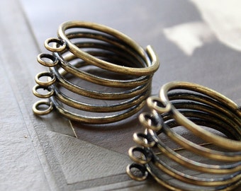 10PCS Wholesale Antique Bronze Rings jewelry ring blank setting With 5 loop (Nickel Free)-(RINGSS-42)