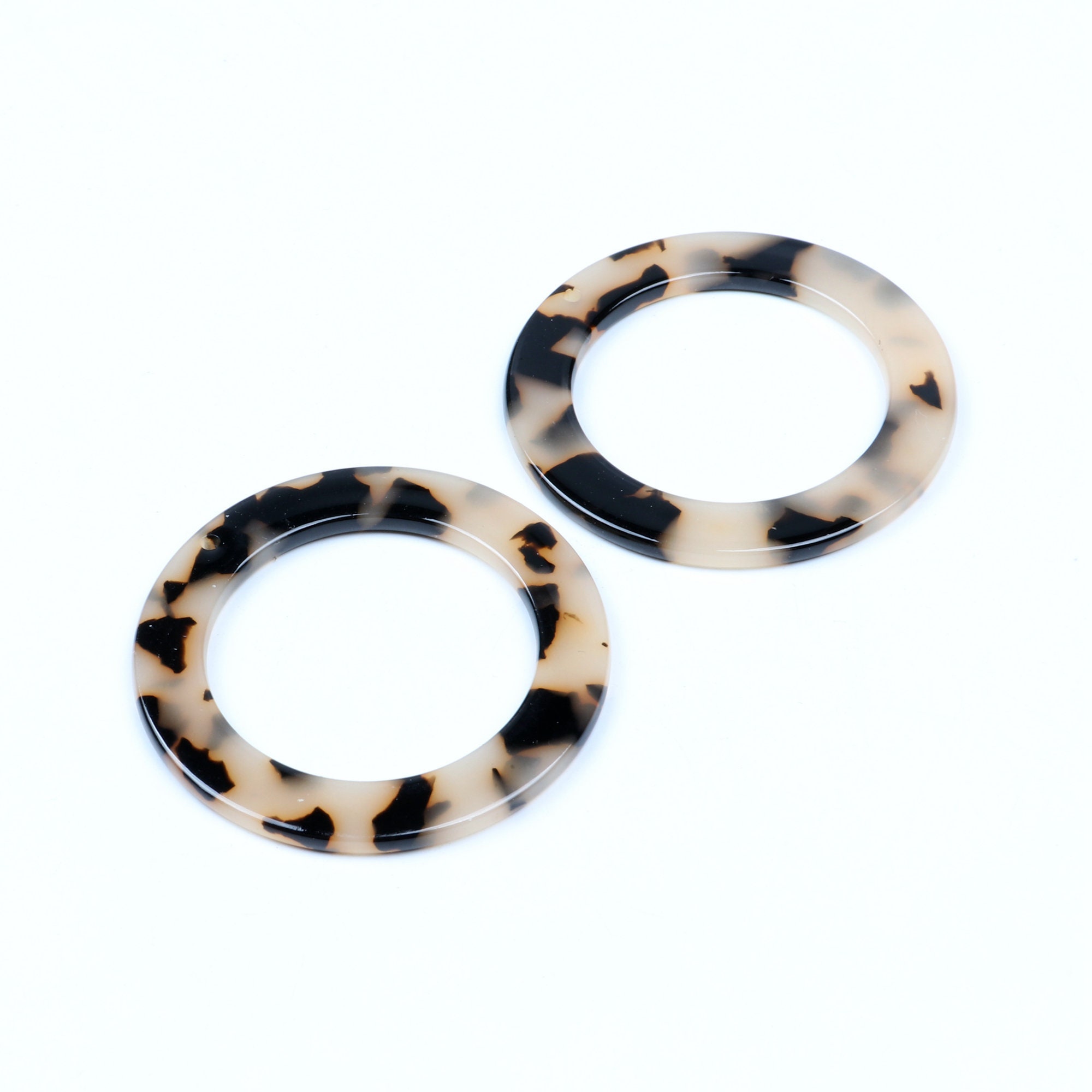 Acetate Circle Charms - Blonde Tortoise Shell Earrings