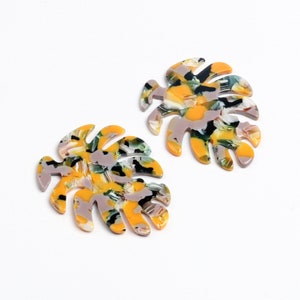 Tortoise Shell Acetate Acrylic Earring Charms,Monstera Leaf Shaped Pendant,Earring Parts,46x38mm,Earring findings,Earring Blank A255-ACE251G