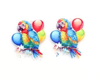Parrot Acrylic Beads,Acrylic Earring Charms,Rectangle Shaped Pendant,Bird Acrylic Earring Parts,Earrings Blanks ,37mmx31mm,ACL-362