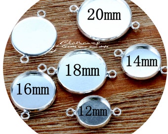 12mm.14mm.16mm.18mm. 20mm Antique Bronze/Silver Plated Brass Cabochon  Base frame Base Connectors Setting (SETHY)