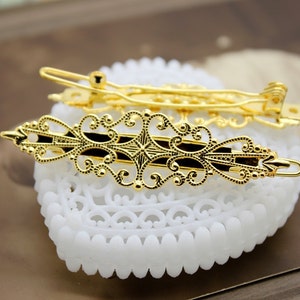 10 Pcs Adjustable Gold plated brass Filigree Floral Hair Clip Setting NICKEL FREE
